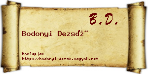 Bodonyi Dezső névjegykártya